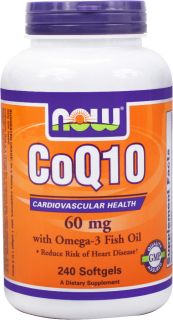 NOW Foods   CoQ10 Cardiovascular Health with Omega 3 Fish Oil 60 mg.   240 Softgels