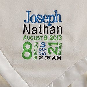 Personalized Boys Baby Blankets   Birth Announcement