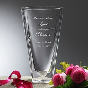 Personalized Crystal Flower Vase   Love In Bloom
