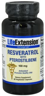Life Extension   Resveratrol with Pterostilbene 100 mg.   60 Vegetarian Capsules