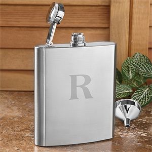 Personalized Stainless Steel Flask with Initial Monogram