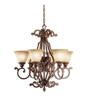 Larissa 6 Light Chandeliers in Tannery Bronze W/ Gold Accent 2216TZG