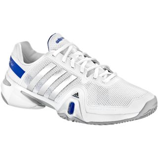 adidas Barricade 8 adidas Mens Tennis Shoes White/Metallic Silver/Blue Beauty