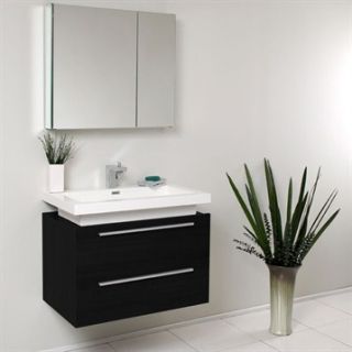 Fresca Medio Black Modern Bathroom Vanity with Medicine Cabinet