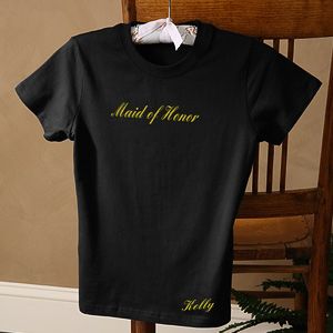 Personalized Ladies Black Fitted T Shirts   Bridal Party Designs