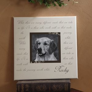 Photo Pet Memorial Canvas Wall Art   Paw Prints On Our Hearts