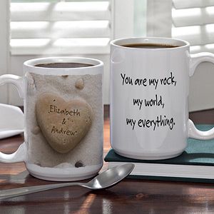 Personalized Large Coffee Mugs   Heart Rock