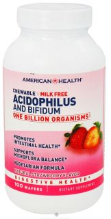 American Health   Acidophilus Chewable With Bifidus Natural Strawberry Flavor   100 Wafers