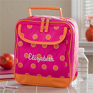 Girls Personalized Lunch Bag   Pink & Orange