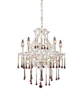 Opulence 5 Light Chandeliers in Antique White 4002/5AMB
