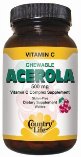 Country Life   Acerola Chewable Vitamin C Complex 500 mg.   180 Wafers