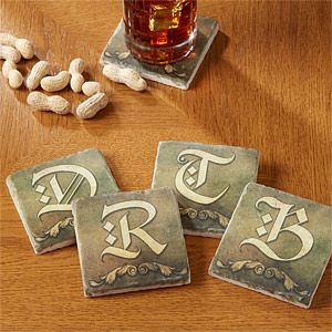 Personalized Stone Drink Coasters   Monogram
