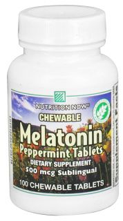 Nutrition Now   Chewable Melatonin Peppermint 500 mcg.   100 Chewable Tablets