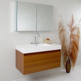 Fresca Mezzo Teak Modern Bathroom Vanity with Medicine Cabinet