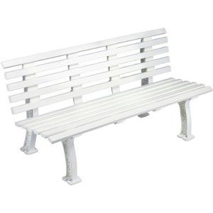 5 Polyethelene and PVC Bench with Back   White Tourna Court Equipt