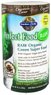 Garden of Life   Perfect Food RAW Super Green Formula Chocolate Cacao   10 oz.