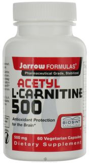Jarrow Formulas   Acetyl L Carnitine 500 mg.   60 Vegetarian Capsules