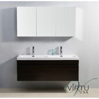 Virtu USA 55 Zuri Double Sink Bathroom Vanity with Polymarble Countertop   Weng