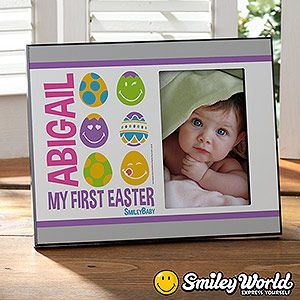 Personalized Babys First Easter Picture Frames   Smiley Face