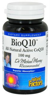 Natural Factors   BioQ10 All Natural Active CoQ10 100 mg.   60 Softgels