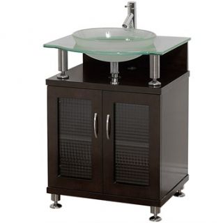Charlton 24 Bathroom Vanity with Doors   Espresso w/ Clear or Frosted Glass Cou