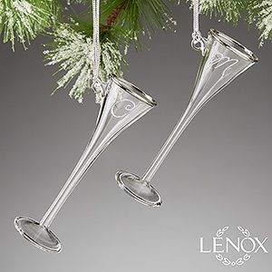 Personalized Christmas Ornaments   Glass Toasting Flutes   Lenox