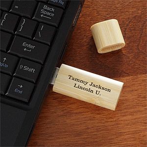 Engraved USB Flash Drive with Custom Name   Bamboo