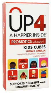 UP4   Probiotics Kids Cubes Probiotic Supplement with DDS 1 Yummy Vanilla   60 Chewables