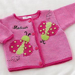 Personalized Baby Sweaters for Girls   Ladybugs & Flowers
