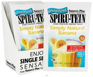 Natures Plus   Spiru Tein UNSWEETENED High Protein Energy Meal Simply Natural Banana   1 Packet