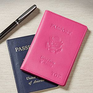 Personalized Pink Leather Passport Covers