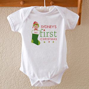 Personalized Babys First Christmas Bodysuit