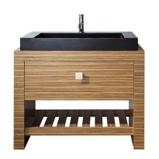 Avanity Knox 39 Single Bathroom Vanity Set with Black Granite Sink   Zebra Wood