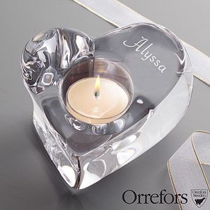 Personalized Crystal Heart Votive Candle Holder by Orrefors