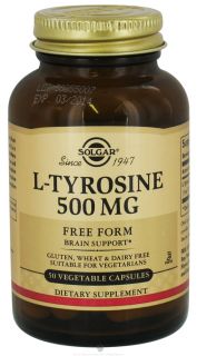 Solgar   L Tyrosine Free Form 500 mg.   50 Vegetarian Capsules