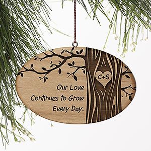 Personalized Couples Christmas Ornaments   Initials Carved In Love