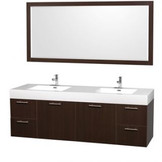 Amare 72 Wall Mounted Double Bathroom Vanity Set with Integrated Sinks by Wyndh