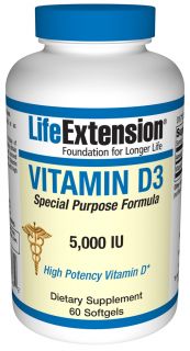 Life Extension   Vitamin D3 Special Purpose Formula 5000 IU   60 Softgels