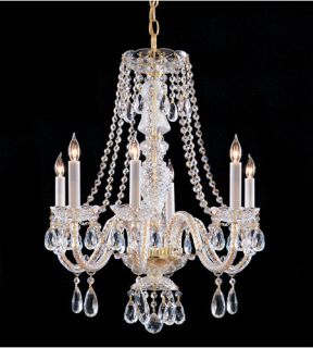 Traditional Crystal 6 Light Chandeliers in Polished Brass 5046 PB CL SAQ