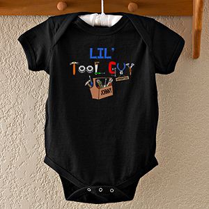 Little Tool Guy Personalized Baby T Shirt   Black