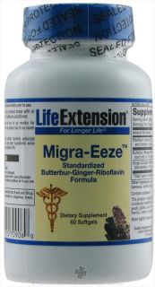 Life Extension   Migra Eeze Butterbur Ginger Riboflavin Formula   60 Softgels