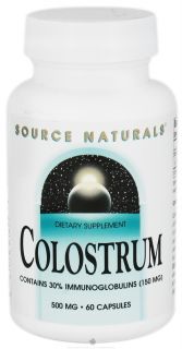 Source Naturals   Colostrum 30% Immunoglobulins 150 mg 500 mg.   60 Capsules
