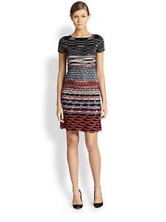 Missoni Scalloped Boatneck Dress   Red