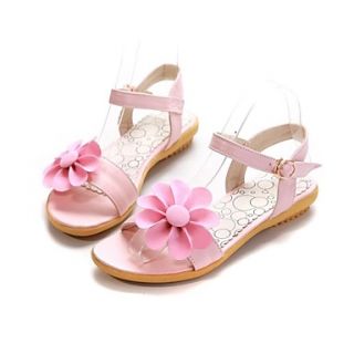 Leatherette Womens Flat Heel Open Toe Sandals With Flower Shoes (More Colors)