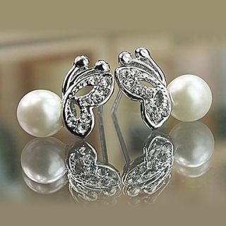 Diamond Earrings Butterfly Earrings Butterfly Pearl Love Pearl Earrings E109