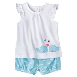 Just One YouMade by Carters Girls 2 Piece Set   White/Light Blue NB