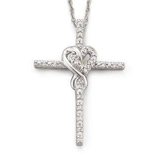 Infinite Promise Cross Pendant, 1/10 CTTW Diamond Silver Infinity Cross Pendant,