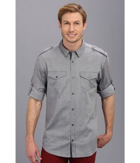 Elie Tahari Steve Shirt Mens Long Sleeve Button Up (Gray)