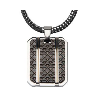 Mens Two Tone Stainless Steel Patterned Dog Tag, Two Tone