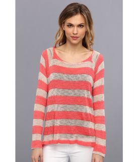 Splendid Saharan Stripe L/S Mix Pullover Top Womens Long Sleeve Pullover (Orange)